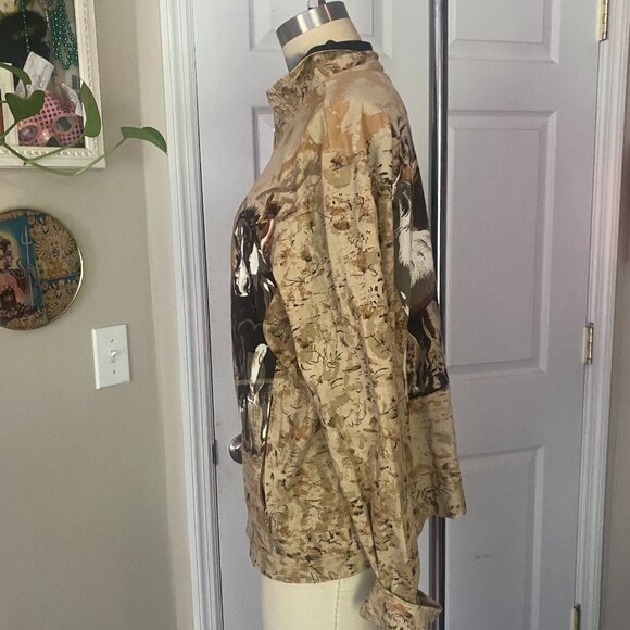 Vintage 1990s KAREN HART Galloping Horses print Track Jacket *MEDIUM* - Picture 3 of 6